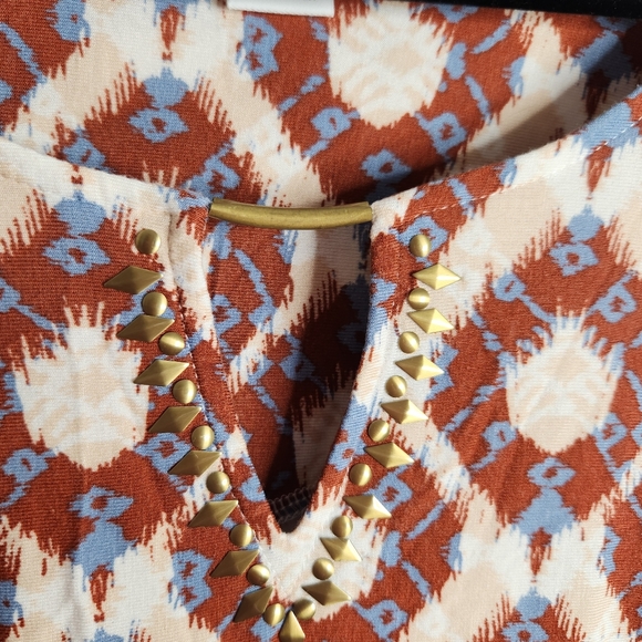 Ruby Rd Woman size 1X plus size boho floral keyhole studded tunic top - Picture 5 of 6